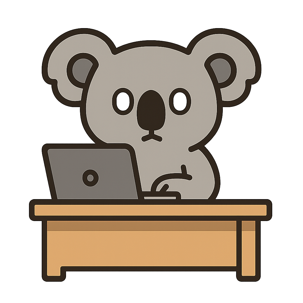 Koala at desk